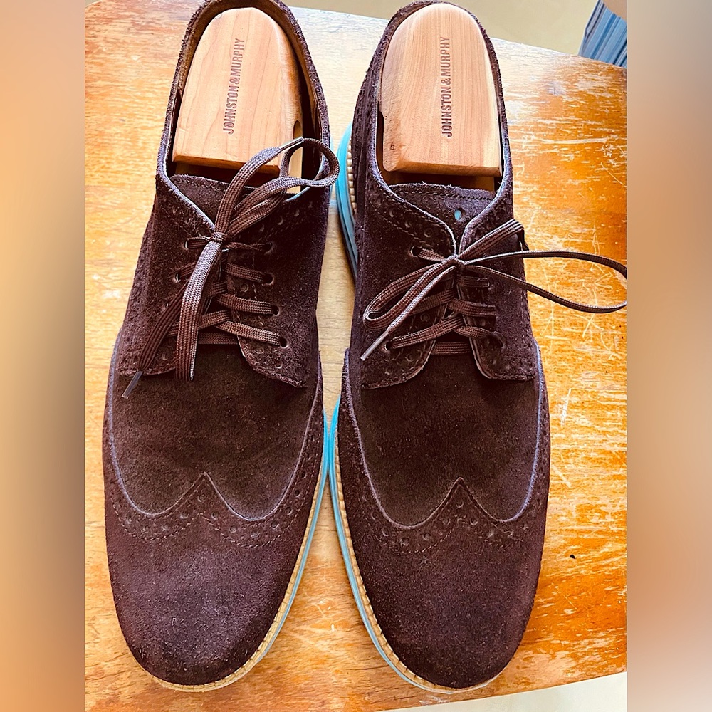 Cole Haan Lunar Grand Wingtip Oxford Brown/Turqouise Suede C10230 10.5